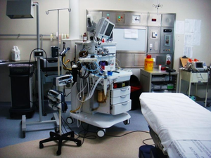 Anaesthetist trolley in theatre
